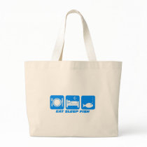 eat sleep fish tote bags