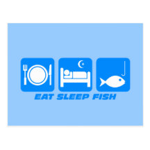 eat sleep fish post card