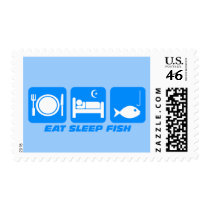 eat sleep fish postage stamp