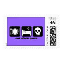 eat sleep gaming postage stamp