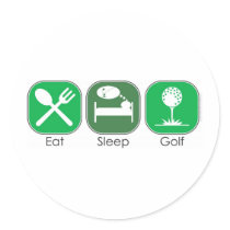 Eat Sleep Golf Round Stickers