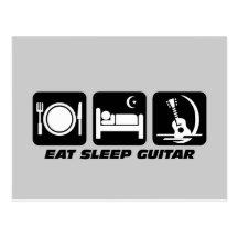 Eat sleep guitar post cards