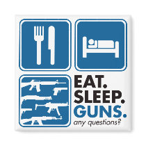 Eat Sleep Guns - Blue magnets by visualnewbie Eat Sleep Guns - Blue magnets