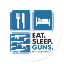 Eat Sleep Guns - Blue stickers by visualnewbie Eat Sleep Guns - Blue stickers