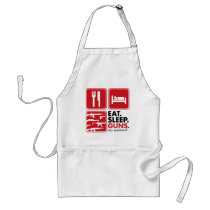 Eat Sleep Guns - Red aprons by visualnewbie Eat Sleep Guns - Red aprons