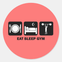 eat sleep gym round sticker