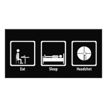 Eat, Sleep, Headshot - FPS Gamer Photo Greeting Card