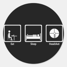 Eat, Sleep, Headshot - FPS Gamer Round Sticker