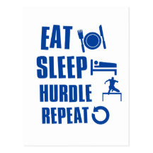 Eat sleep hurdle postcard