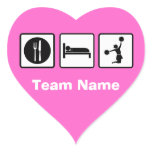 Eat Sleep Jump Cheerleader Pink Heart Name Tag Sticker