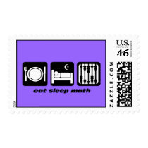 eat sleep math postage stamps