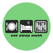 eat sleep math round sticker