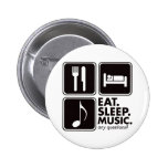 Eat Sleep Music - Black Pinback Button