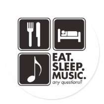 Eat Sleep Music - Black Round Sticker