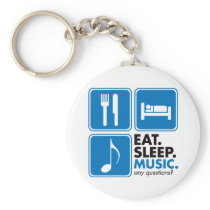 Eat Sleep Music - Blue Keychain