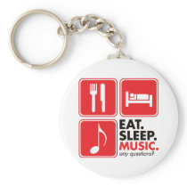 Eat Sleep Music - Red Keychains
