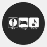 eat sleep music round stickers