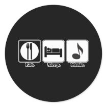 eat sleep music round stickers