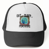 Eat Sleep PEACOCKS hats