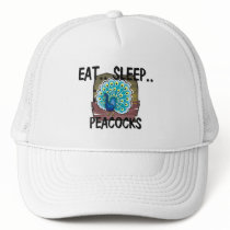 Eat Sleep PEACOCKS hats
