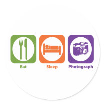Eat Sleep Photograph Round Sticker