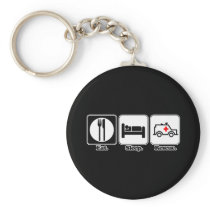 eat sleep rescue keychains