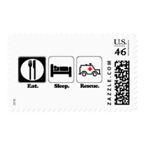 eat sleep rescue postage stamp