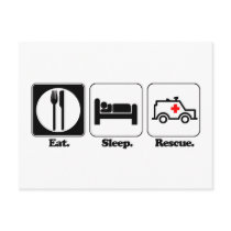 eat sleep rescue postcards