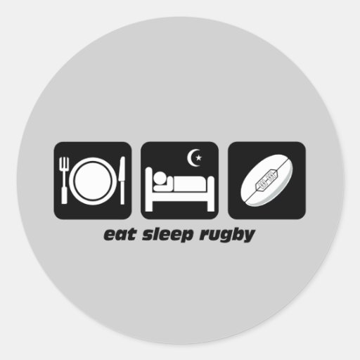 eat sleep rugby round stickers
