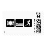 eat sleep run postage stamp