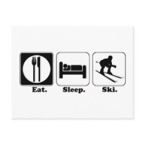eat sleep ski postcards