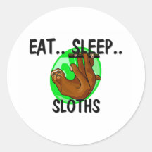 Eat Sleep SLOTHS Round Stickers