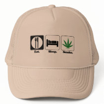 eat sleep smoke pot mesh hat