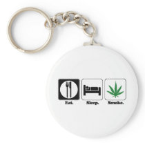 eat sleep smoke pot key chain