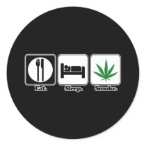 eat sleep smoke pot round stickers