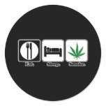 eat sleep smoke pot round stickers