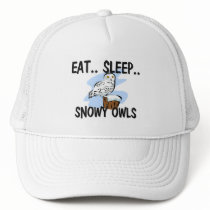 Eat Sleep SNOWY OWLS hats