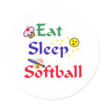 Eat Sleep Softball Round Stickers