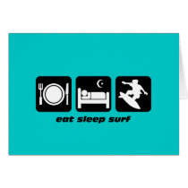 Eat sleep surf greeting cards