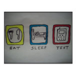 eat,sleep,texting card postcards