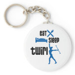 Eat Sleep Twirl Blue Keychain