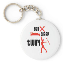 Eat Sleep Twirl Red Keychain