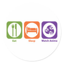Eat Sleep Watch Anime Round Stickers