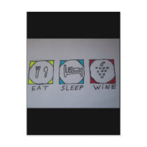 eat,sleep,wine postcards