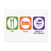 Eat Sleep Work in the Library postcards