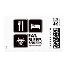 Eat Sleep Zombies - Black Postage Stamp