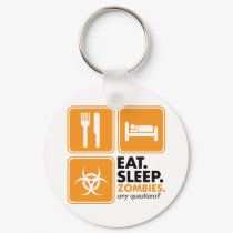 Eat Sleep Zombies - Orange keychains by visualnewbie Eat Sleep Zombies - Orange keychains