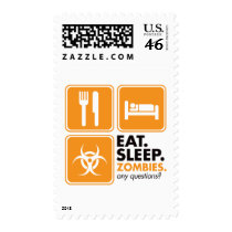Eat Sleep Zombies - Orange postage by visualnewbie Eat Sleep Zombies - Orange postage