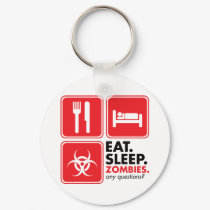Eat Sleep Zombies - Red keychains by visualnewbie Eat Sleep Zombies - Red keychains