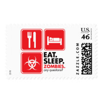 Eat Sleep Zombies - Red postage by visualnewbie Eat Sleep Zombies - Red postage